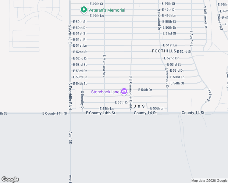 map of restaurants, bars, coffee shops, grocery stores, and more near 13323-13499 54th Drive in Yuma