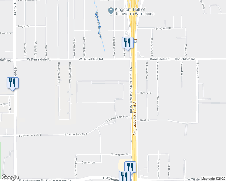 map of restaurants, bars, coffee shops, grocery stores, and more near 2019 North Interstate 35 East Service Road in DeSoto