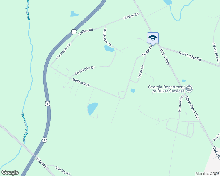 map of restaurants, bars, coffee shops, grocery stores, and more near 154 McKenzie Drive in Swainsboro