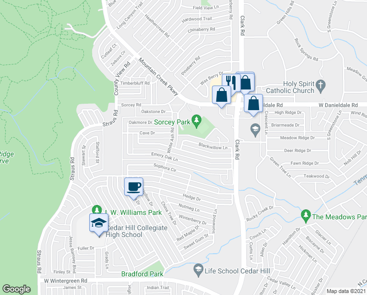 map of restaurants, bars, coffee shops, grocery stores, and more near 7235 Cloverglen Drive in Dallas