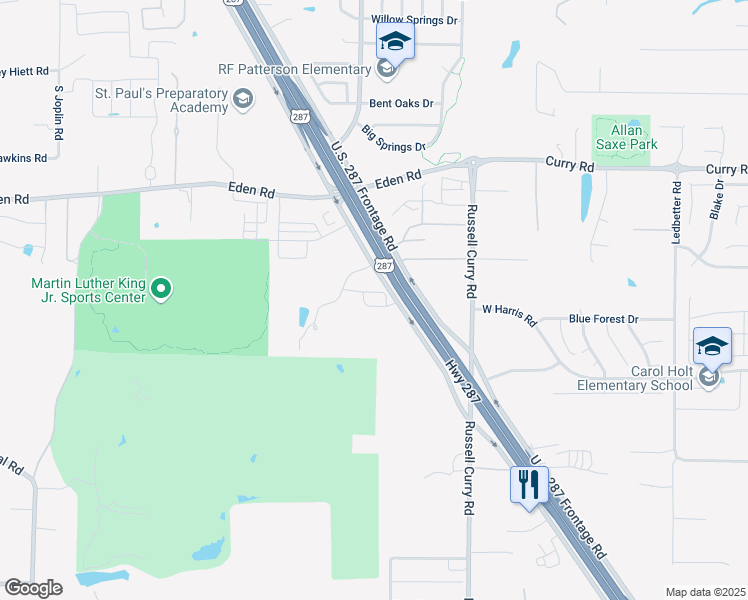 map of restaurants, bars, coffee shops, grocery stores, and more near 7100 U.S. 287 Frontage Road in Arlington