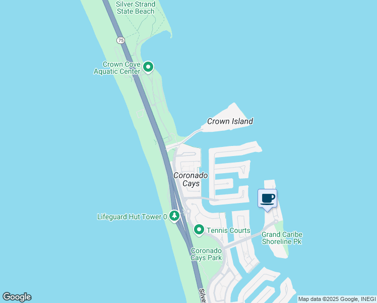 map of restaurants, bars, coffee shops, grocery stores, and more near 5 Montego Court in Coronado