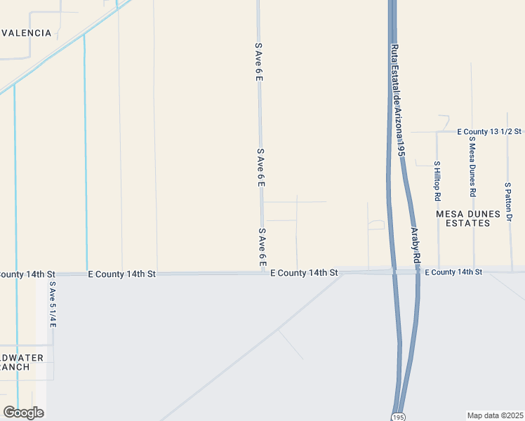 map of restaurants, bars, coffee shops, grocery stores, and more near 13687-13699 South Avenue 6 East in Yuma
