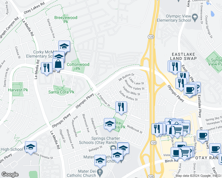 map of restaurants, bars, coffee shops, grocery stores, and more near 1346 Nicolette Avenue in Chula Vista
