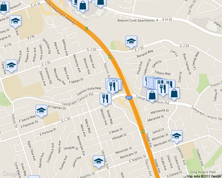 map of restaurants, bars, coffee shops, grocery stores, and more near 859 Nacion Avenue in Chula Vista