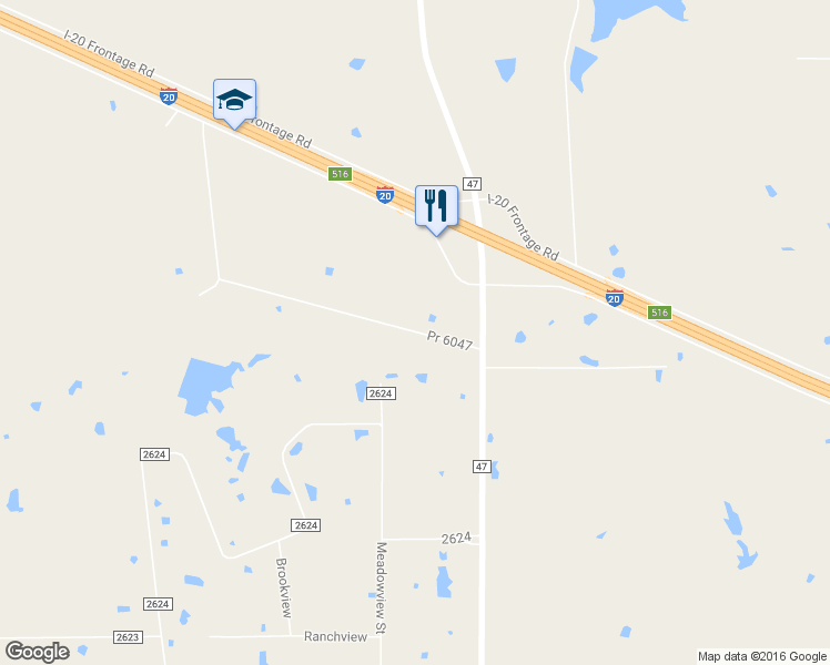 map of restaurants, bars, coffee shops, grocery stores, and more near Pr 6047 in Wills Point