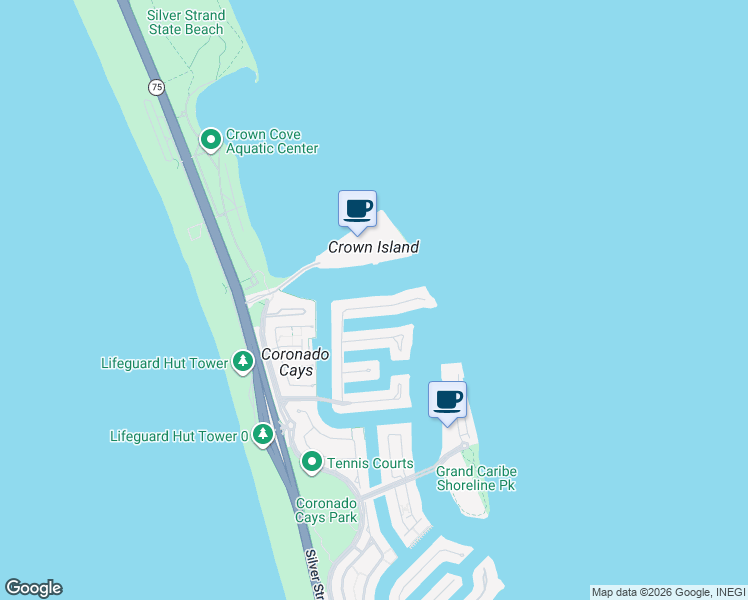 map of restaurants, bars, coffee shops, grocery stores, and more near 32 The Point in Coronado