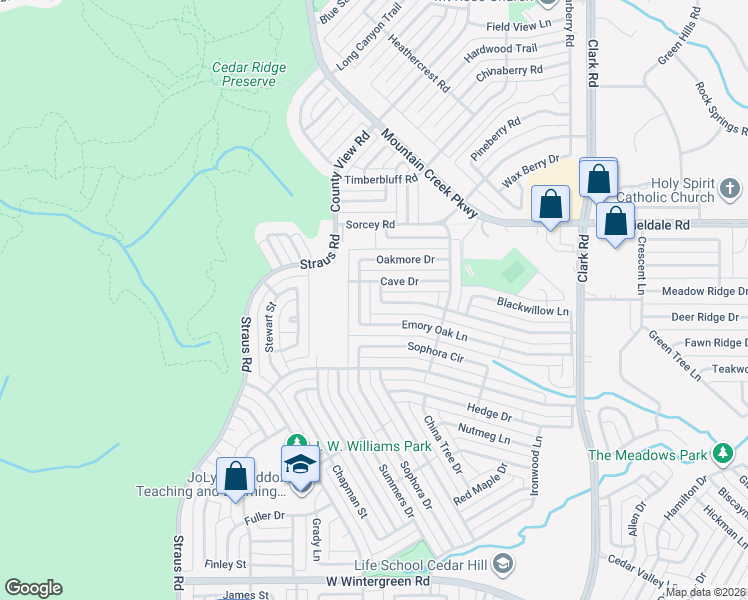 map of restaurants, bars, coffee shops, grocery stores, and more near 7437 Emory Oak Lane in Dallas