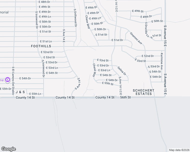 map of restaurants, bars, coffee shops, grocery stores, and more near 14375 54th Drive in Yuma