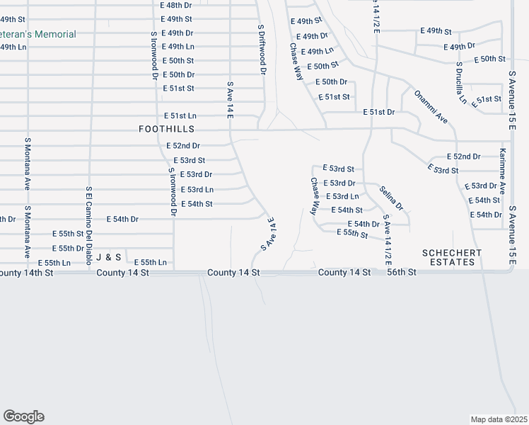 map of restaurants, bars, coffee shops, grocery stores, and more near 14808 54th Drive in Yuma