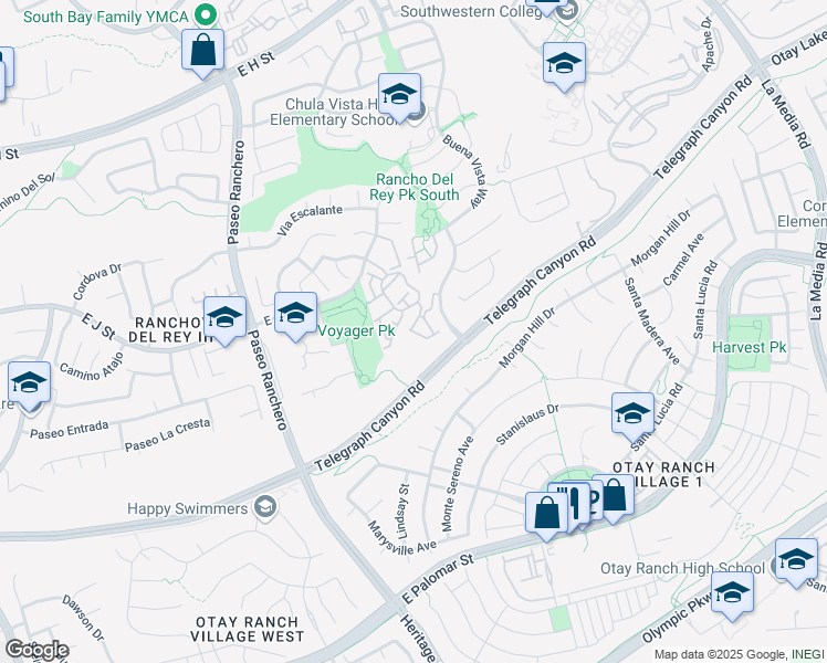 map of restaurants, bars, coffee shops, grocery stores, and more near 1236 El Cortez Court in Chula Vista