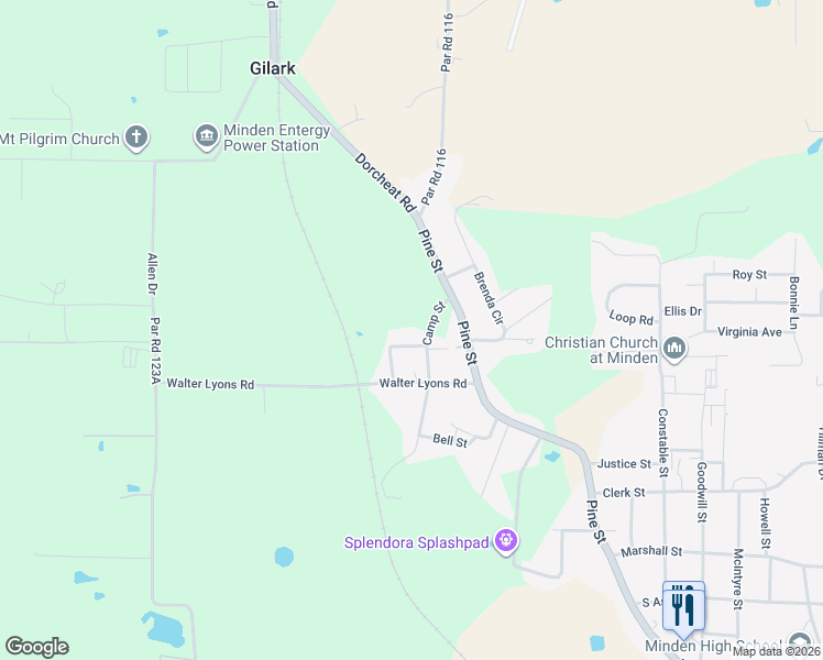 map of restaurants, bars, coffee shops, grocery stores, and more near 208 Sterling Street in Minden