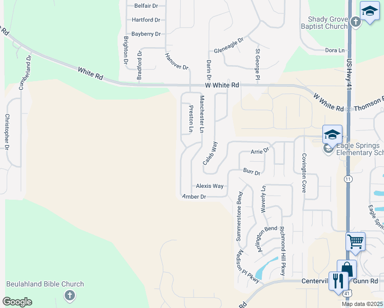 map of restaurants, bars, coffee shops, grocery stores, and more near 508 Manchester Lane in Byron