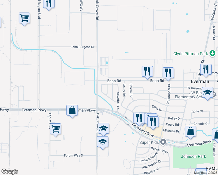 map of restaurants, bars, coffee shops, grocery stores, and more near 8409 Weeping Cherry Lane in Fort Worth
