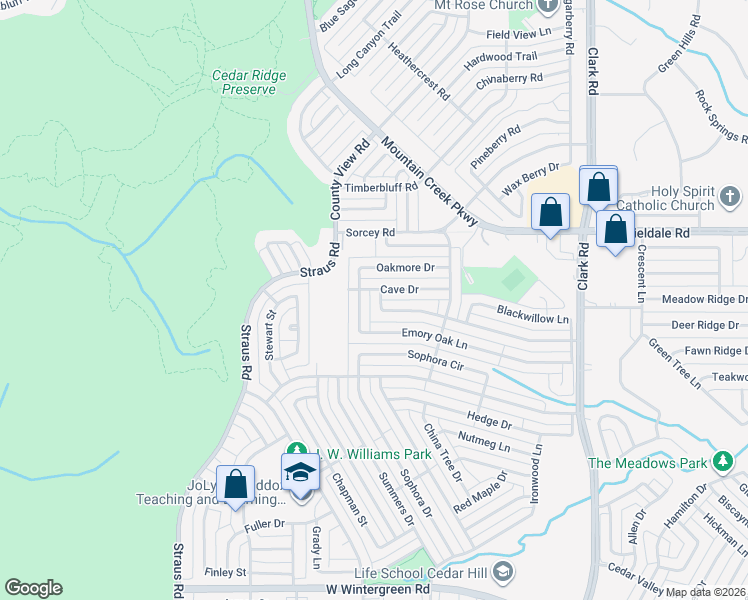 map of restaurants, bars, coffee shops, grocery stores, and more near 7437 Emory Oak Lane in Dallas