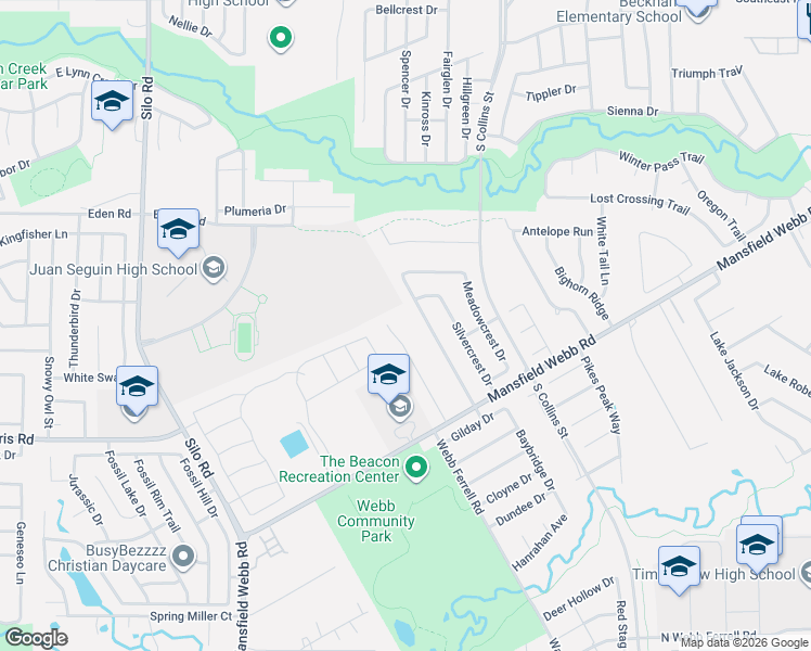map of restaurants, bars, coffee shops, grocery stores, and more near 6714 Ambercrest Drive in Arlington