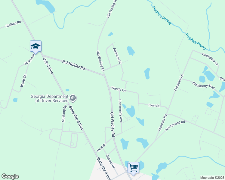 map of restaurants, bars, coffee shops, grocery stores, and more near 111 Wanda Lane in Swainsboro