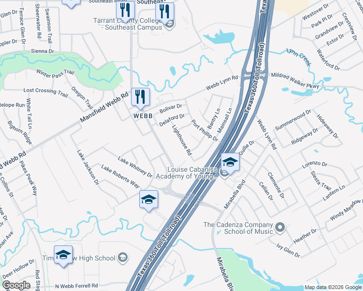 map of restaurants, bars, coffee shops, grocery stores, and more near 7204 Lighthouse Road in Arlington