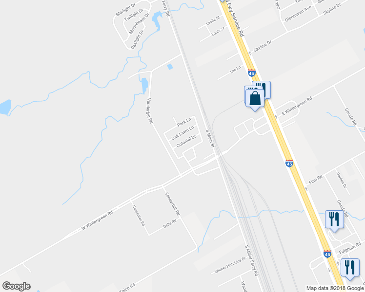 map of restaurants, bars, coffee shops, grocery stores, and more near 32 Colonial Drive in Hutchins