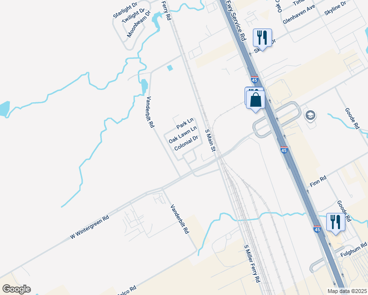 map of restaurants, bars, coffee shops, grocery stores, and more near 32 Colonial Drive in Hutchins