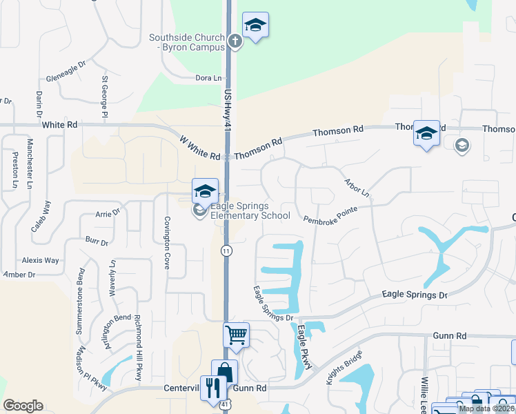 map of restaurants, bars, coffee shops, grocery stores, and more near 106 Oldfield Court in Centerville