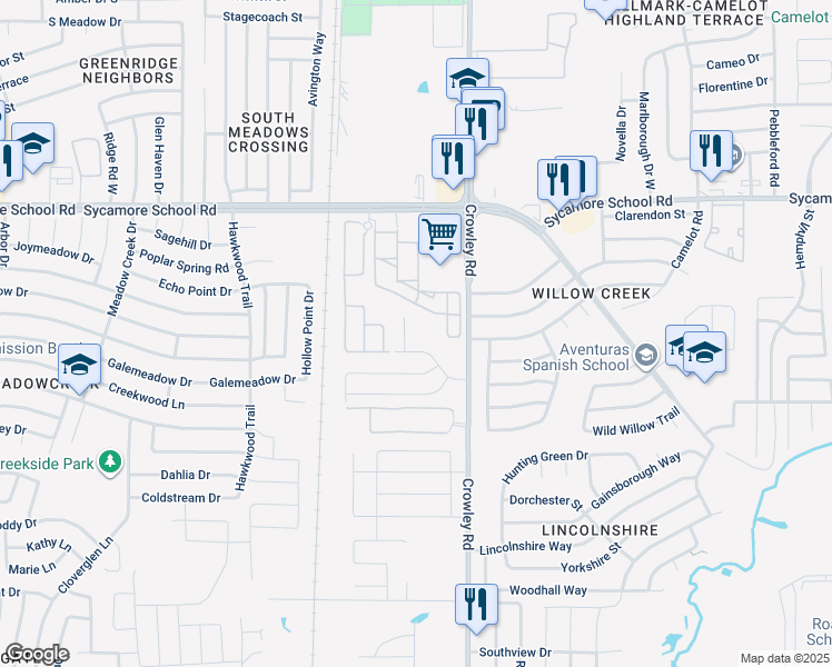 map of restaurants, bars, coffee shops, grocery stores, and more near 8117 Elvis Court in Fort Worth