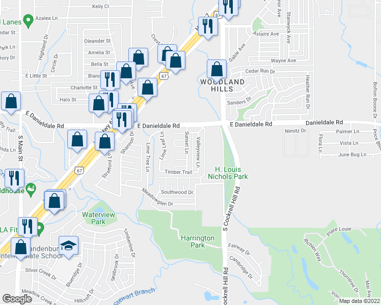 map of restaurants, bars, coffee shops, grocery stores, and more near 1526 Sunset Ln in Duncanville