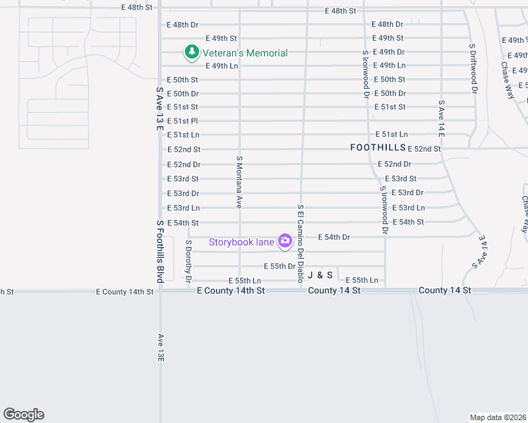map of restaurants, bars, coffee shops, grocery stores, and more near 13387 East 53rd Lane in Yuma