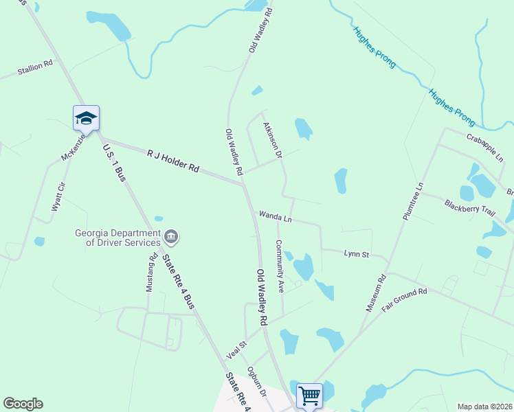 map of restaurants, bars, coffee shops, grocery stores, and more near 111 Wanda Lane in Swainsboro