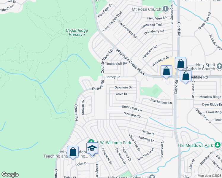 map of restaurants, bars, coffee shops, grocery stores, and more near 7426 Oakmore Drive in Dallas