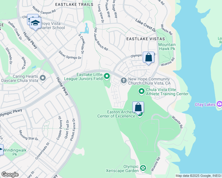 map of restaurants, bars, coffee shops, grocery stores, and more near 1580 Hackberry Place in Chula Vista