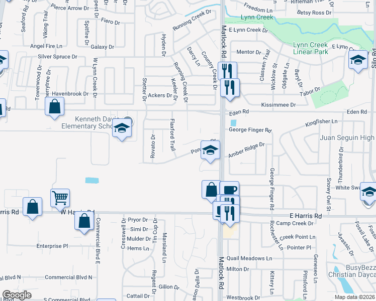 map of restaurants, bars, coffee shops, grocery stores, and more near 730 Ponselle Drive in Arlington