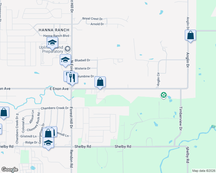 map of restaurants, bars, coffee shops, grocery stores, and more near 917 East Enon Avenue in Everman