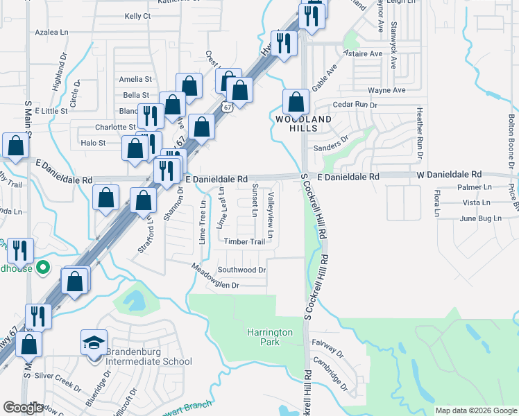 map of restaurants, bars, coffee shops, grocery stores, and more near 1526 Sunset Lane in Duncanville
