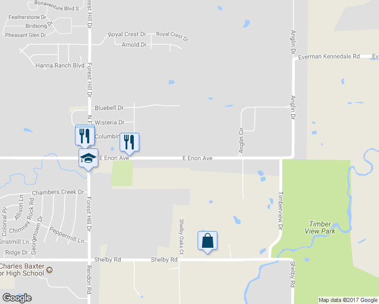 map of restaurants, bars, coffee shops, grocery stores, and more near 1033 East Enon Avenue in Fort Worth