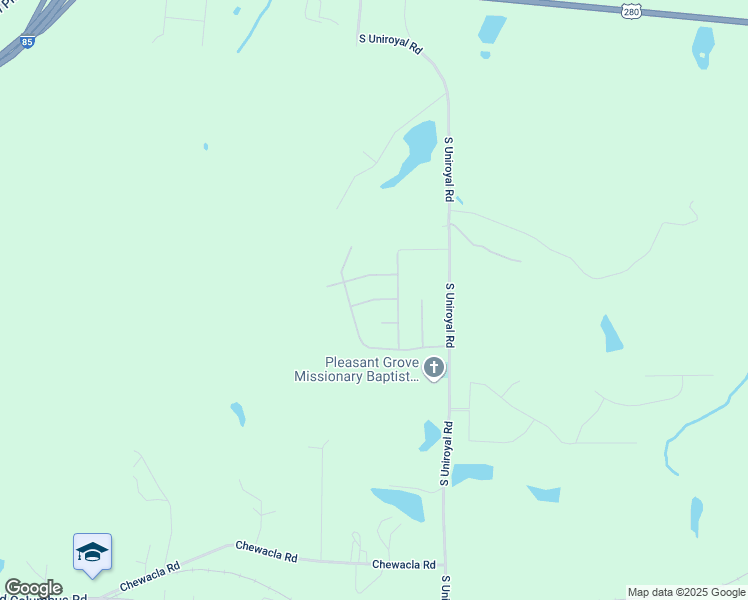 map of restaurants, bars, coffee shops, grocery stores, and more near Foxfire Lane in Opelika