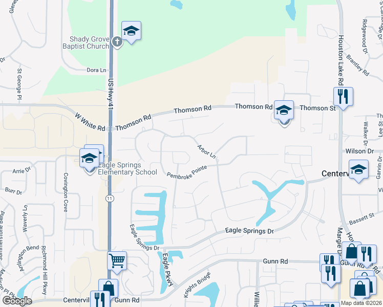 map of restaurants, bars, coffee shops, grocery stores, and more near 312 Montview Way in Centerville