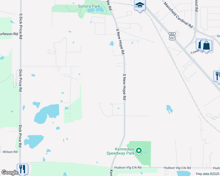 map of restaurants, bars, coffee shops, grocery stores, and more near 3700 Kennedale New Hope Road in Kennedale