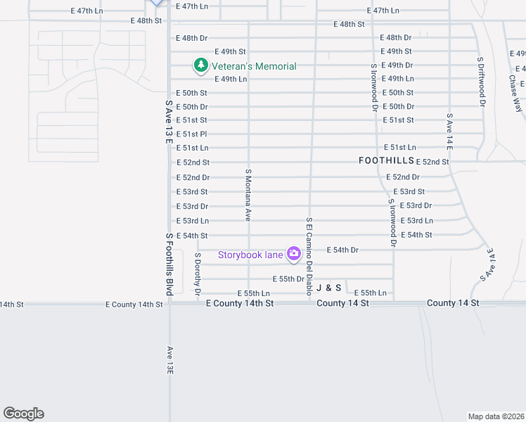 map of restaurants, bars, coffee shops, grocery stores, and more near 13387 East 53rd Lane in Yuma
