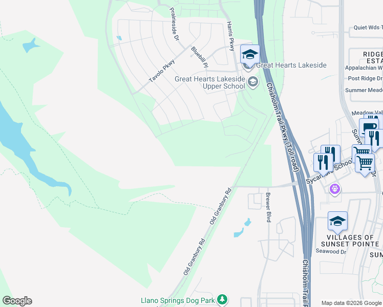 map of restaurants, bars, coffee shops, grocery stores, and more near 8001 Old Granbury Road in Fort Worth