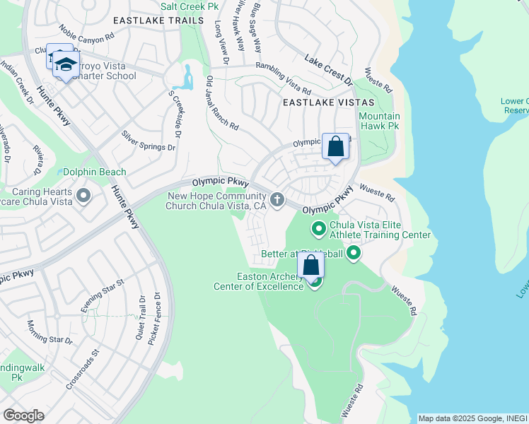 map of restaurants, bars, coffee shops, grocery stores, and more near 2728 Box Elder Court in Chula Vista