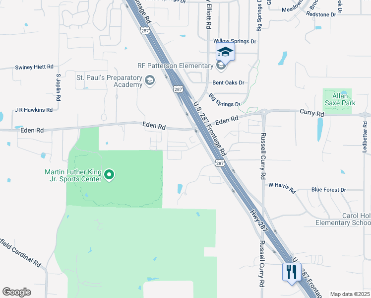 map of restaurants, bars, coffee shops, grocery stores, and more near 6934-7032 U.S. 287 Frontage Road in Arlington