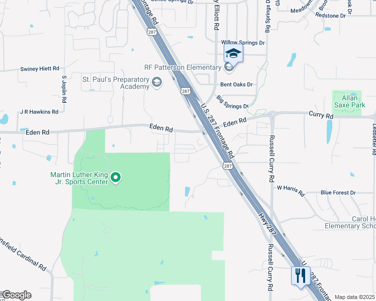 map of restaurants, bars, coffee shops, grocery stores, and more near 6914 U.S. 287 Frontage Road in Arlington