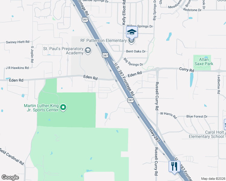 map of restaurants, bars, coffee shops, grocery stores, and more near 6934-7032 U.S. 287 Frontage Road in Arlington