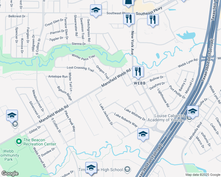 map of restaurants, bars, coffee shops, grocery stores, and more near 1860 Mansfield Webb Road in Arlington
