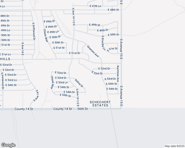 map of restaurants, bars, coffee shops, grocery stores, and more near 14612 53rd Street in Yuma
