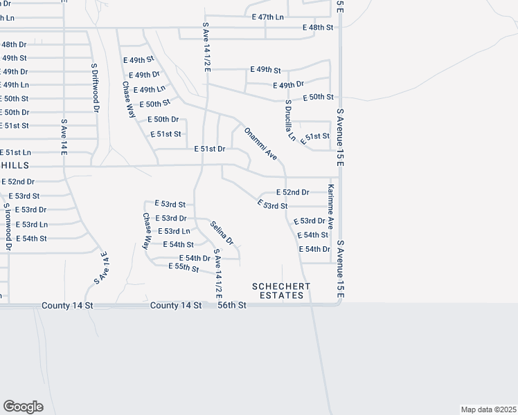 map of restaurants, bars, coffee shops, grocery stores, and more near 14612 53rd Street in Yuma
