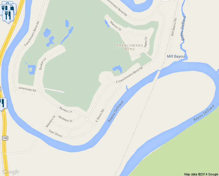 map of restaurants, bars, coffee shops, grocery stores, and more near 403 East Frenchmans Bend Road in Monroe