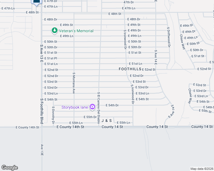 map of restaurants, bars, coffee shops, grocery stores, and more near 13501-13519 East 53rd Street in Yuma