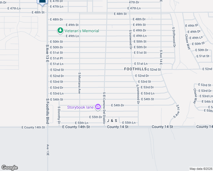 map of restaurants, bars, coffee shops, grocery stores, and more near 13501-13519 East 53rd Street in Yuma